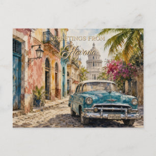 Vintage Cuba Travel - Greetings From Havana Holiday Postcard