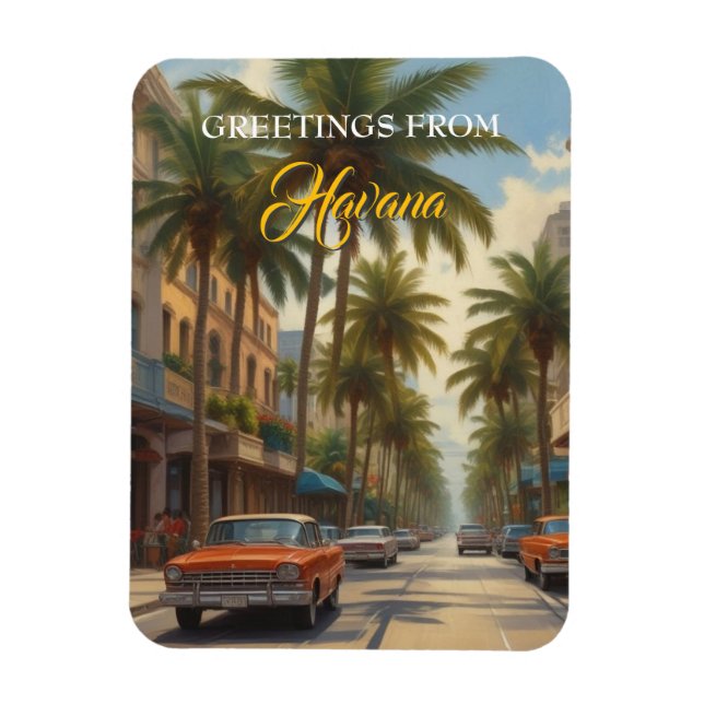 Vintage Cuba Travel - Greetings From Havana Magnet (Vertical)