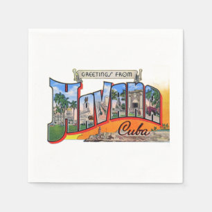 Vintage Cuba Travel - Greetings From Havana Napkin