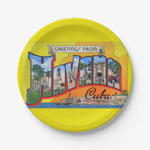Vintage Cuba Travel - Greetings From Havana Paper Plate