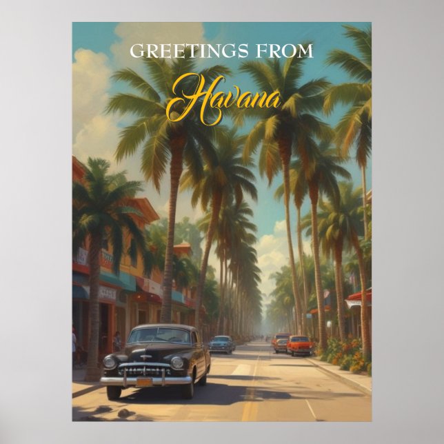 Vintage Cuba Travel - Greetings From Havana Poster (Front)
