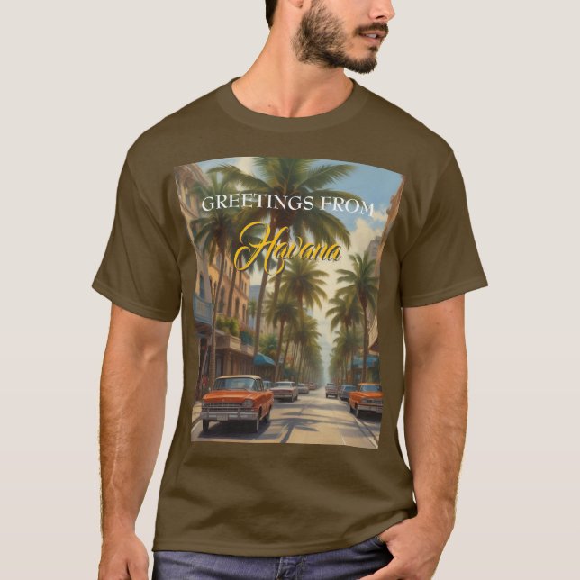 Vintage Cuba Travel - Greetings From Havana T-Shirt (Front)