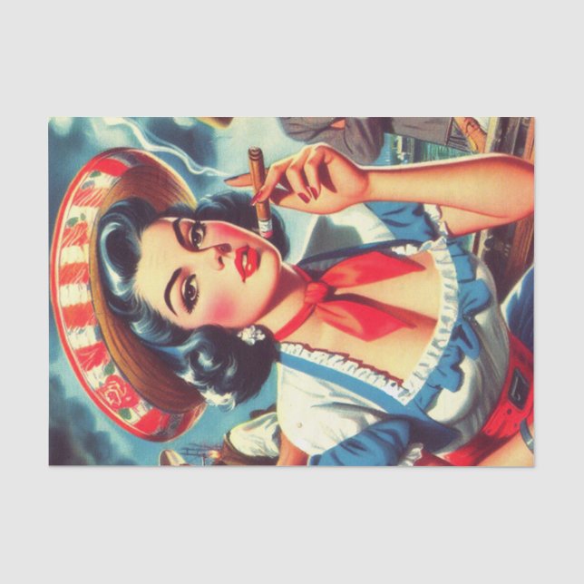 Vintage Cuban Pin-up Tissue Paper (Front)