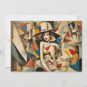Vintage Cubism Art Stylish Abstracted Any Occasion Holiday Card