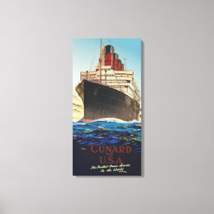VINTAGE CUNARD AQUITANIA TRAVEL CANVAS PRINT