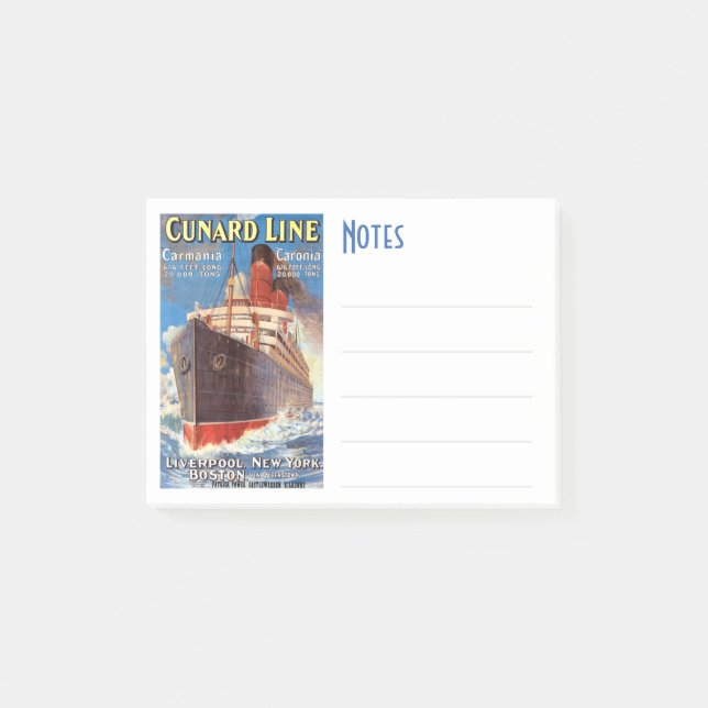 VINTAGE CUNARD OCEAN LINER TRAVEL POST-IT NOTES (Front)