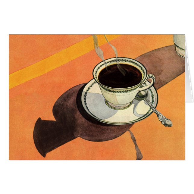 Vintage Cup of Coffee, Saucer, Spoon, Retro Diner (Front Horizontal)