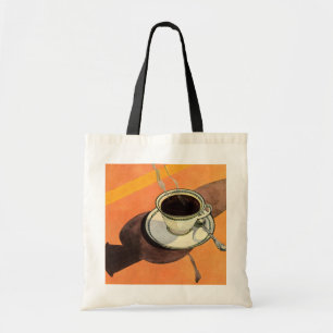 Vintage Cup of Coffee, Saucer, Spoon, Retro Diner Tote Bag