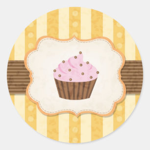 Vintage Cupcake Background Classic Round Sticker