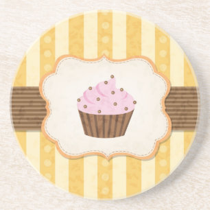 Vintage Cupcake Background Coaster