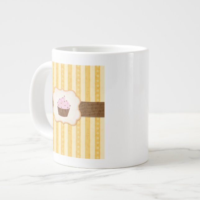 Vintage Cupcake Background Large Coffee Mug (Front Left)