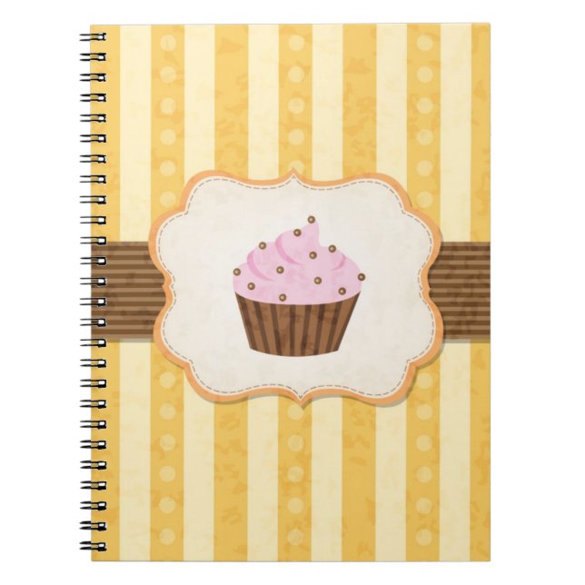 Vintage Cupcake Background Notebook (Front)