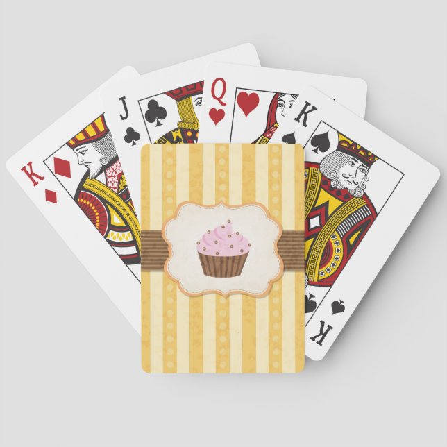 Vintage Cupcake Background Playing Cards (Back)
