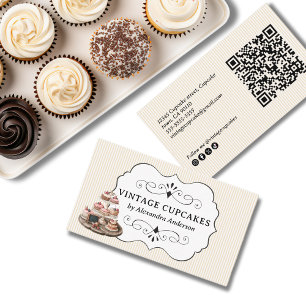 Vintage Cupcake Bakery Elegant Business Card
