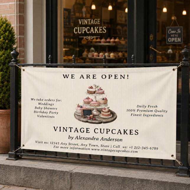 Vintage Cupcake Bakery Pastry Sweets Banner (Vintage Cupcake Bakery Pastry Sweets Banner)