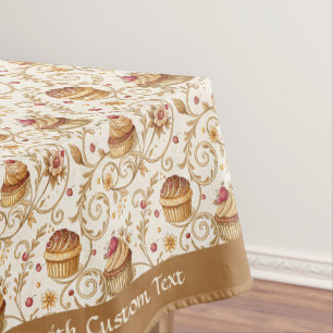 Vintage Cupcake Floral Swirl Pattern Personalise Tablecloth
