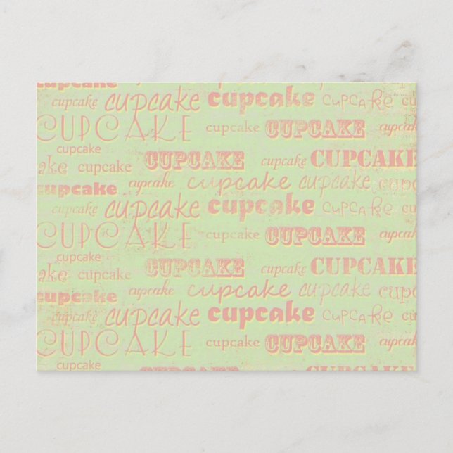 Vintage Cupcake Typography Postcard (Front)