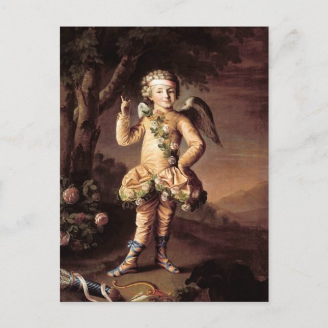 Vintage Cupid and Arrows Valentine Post Card (Front)