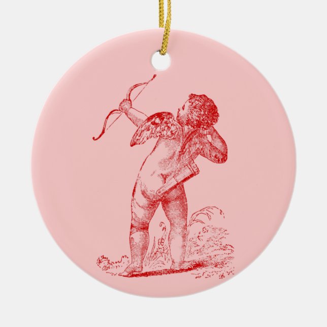 Vintage Cupid Ceramic Tree Decoration (Front)