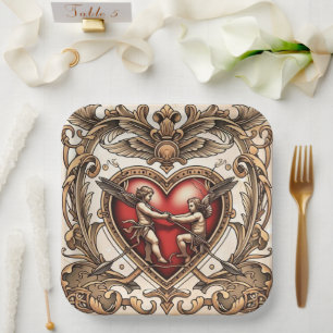 "Vintage Cupid Charm" Paper Plate