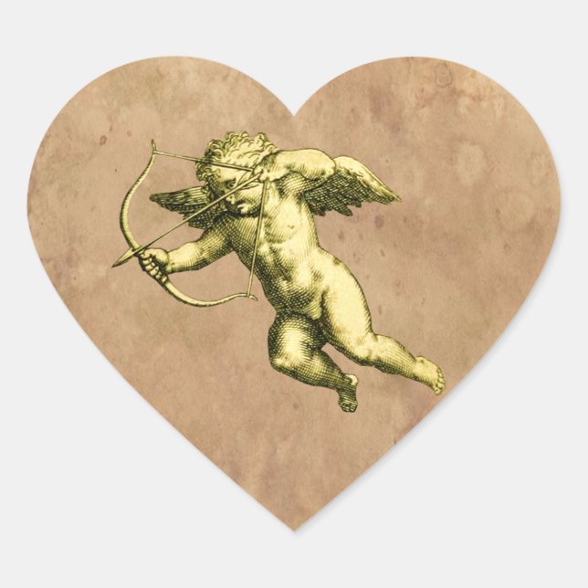 Vintage Cupid Heart Sticker (Front)