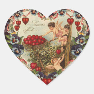 Vintage Cupid Heart Stickers