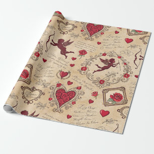 Vintage Cupid Love Victorian Valentine Art Wrapping Paper
