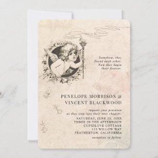 Vintage  Cupid Love Wedding Invitation