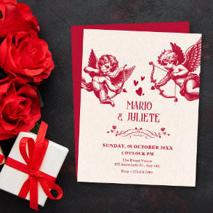 Vintage cupid love wedding invitation