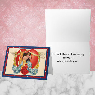 Vintage Cupid Token of Affection in a House Heart Holiday Card