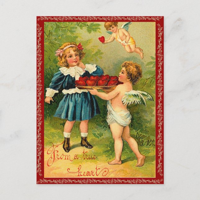 Vintage Cupid Valentine Postcard (Front)