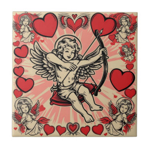 Vintage cupide love tile
