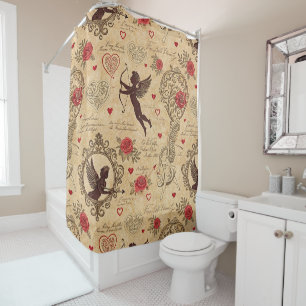 Vintage Cupid's Romantic Pattern (10) Shower Curtain