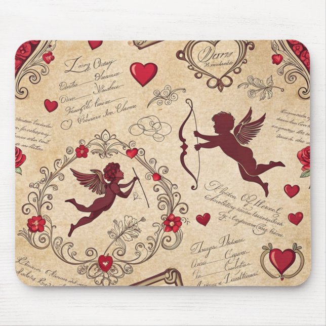 Vintage Cupid's Romantic Pattern (2) Mouse Pad (Front)