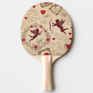 Vintage Cupid's Romantic Pattern (2) Ping Pong Paddle
