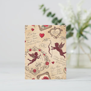 Vintage Cupid's Romantic Pattern (2) Postcard