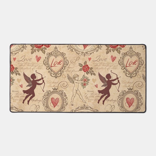 Vintage Cupid's Romantic Pattern (3) Desk Mat (Front)