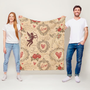 Vintage Cupid's Romantic Pattern (3) Fleece Blanket