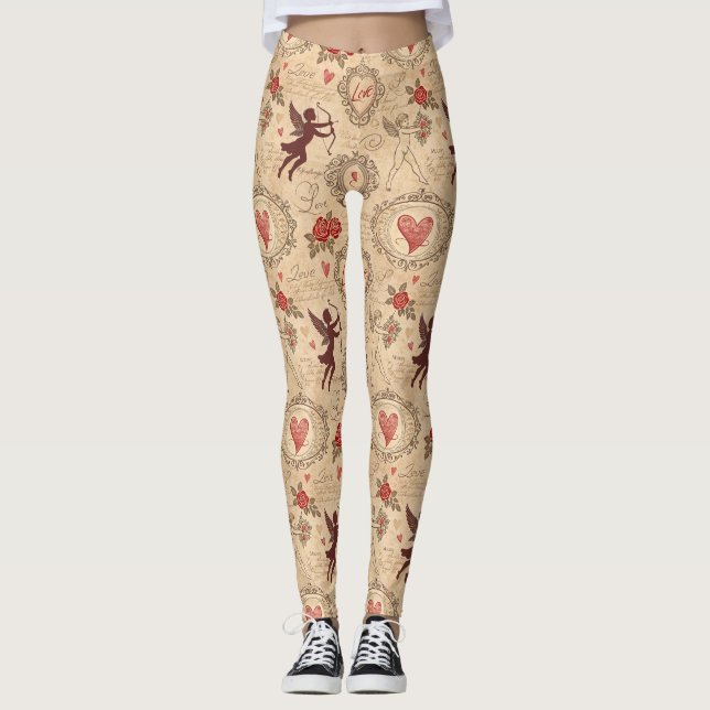 Vintage Cupid's Romantic Pattern (3) Leggings (Front)