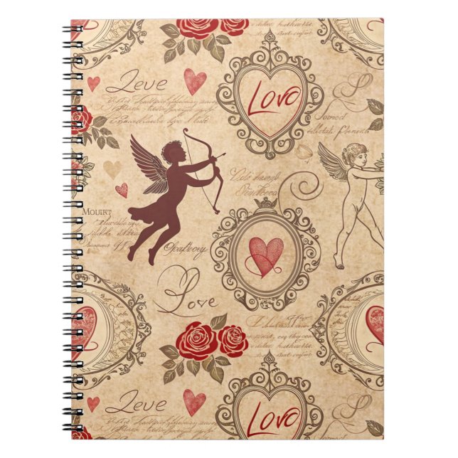 Vintage Cupid's Romantic Pattern (3) Notebook (Front)