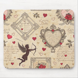 Vintage Cupid's Romantic Pattern (8) Mouse Pad