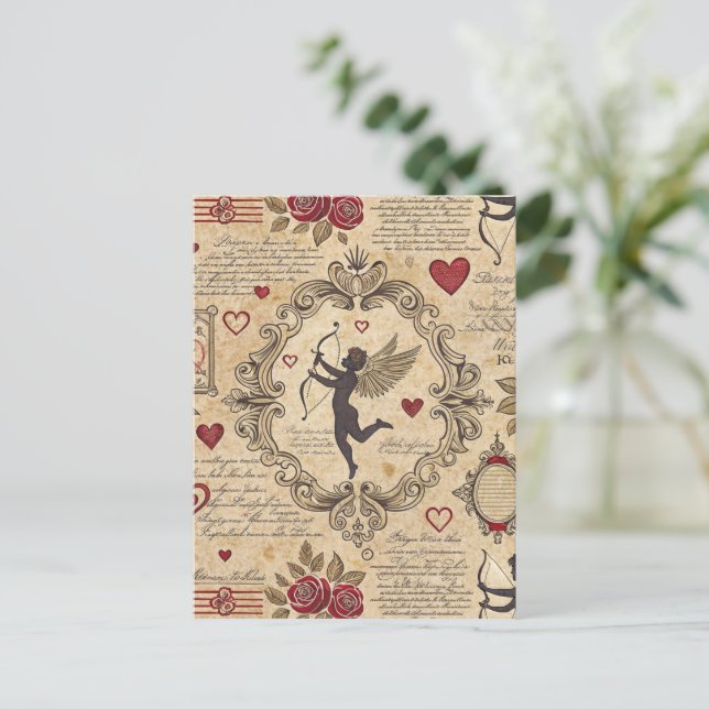 Vintage Cupid's Romantic Pattern (9) Postcard (Standing Front)
