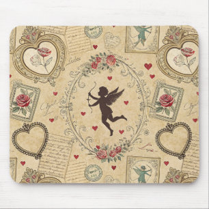 Vintage Cupid's Romantic Pattern Mouse Pad