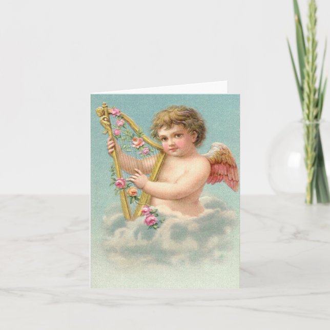Vintage cupids with heart holiday card (Front)