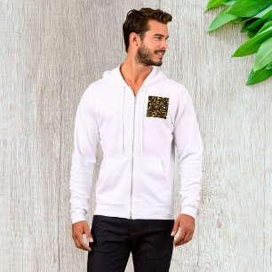 Vintage Curl Texture Swirls Mens Full-Zip Hoodie