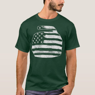 Vintage Curling 4th Of July Stone USA Flag Team T-Shirt