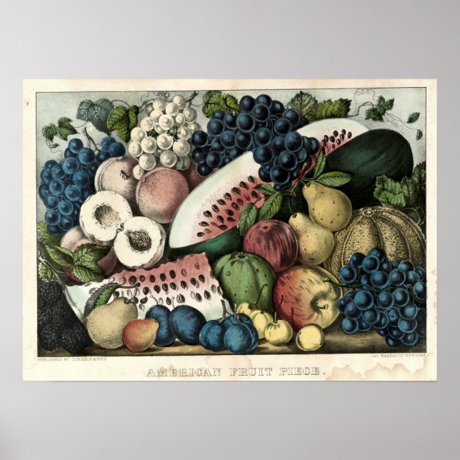 Vintage Currier & Ives American Fruit Piece Poster (Front)