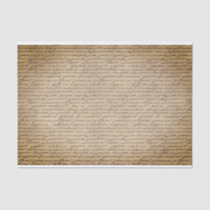 Vintage Cursive Writing Text on Parchment Pattern Tissue Paper