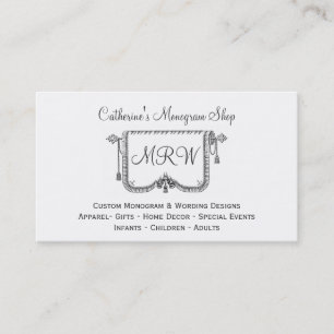 Vintage Curtain Tassle Frame Monogram Design Shop Business Card