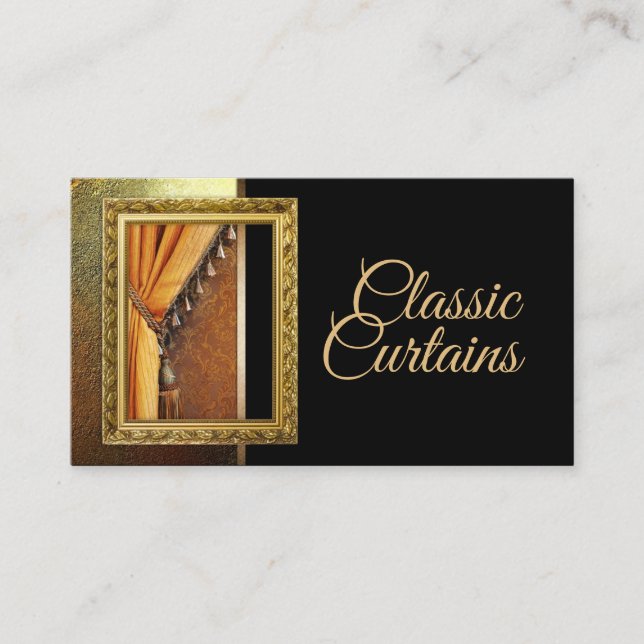 Vintage Curtain Treatment Classic Business Card (Front)
